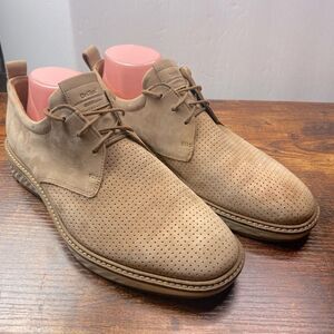 ECCO ST.1 Tan Hybrid Perforated Plain Toe Derby Nubuck Cashmere Loafer Shoe 8.5